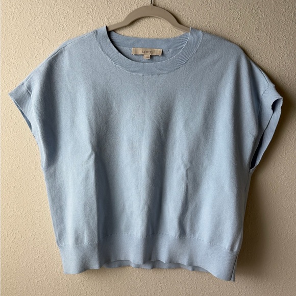 LOFT Sweaters - LOFT Sky Blue Short Sleeve Sweater